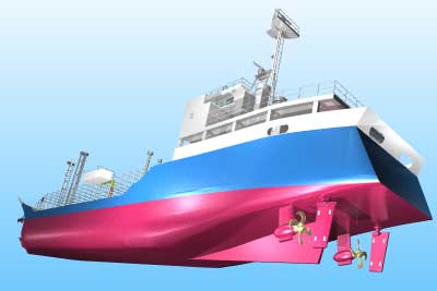Buttock flow is adopted, and many original ideas and new technology are included into the stern